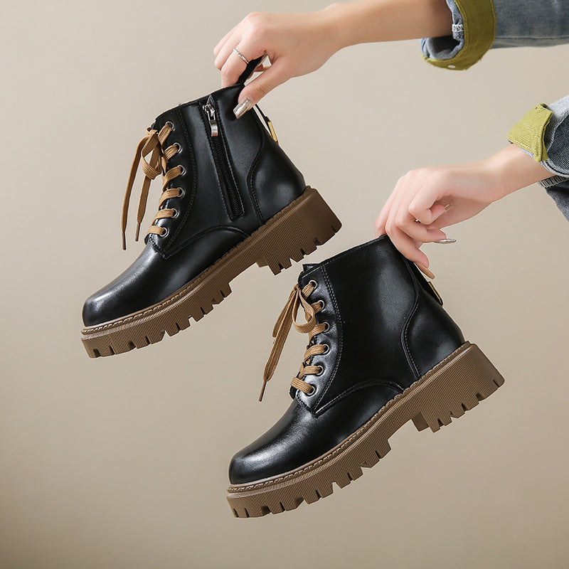 Boots For Women | Lace-Up Ankle Lug Sole With Side Zip