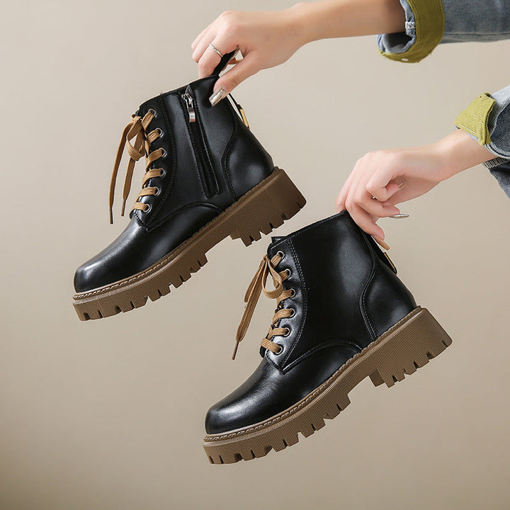 Boots For Women | Lace-Up Ankle Lug Sole With Side Zip