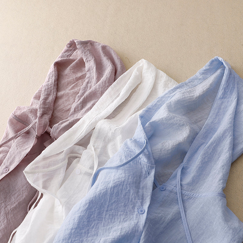 Women’s Blouse | Hooded Long Sleeve Button-Up