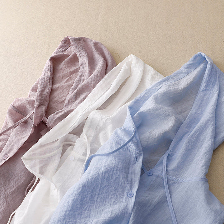 Women’s Blouse | Hooded Long Sleeve Button-Up