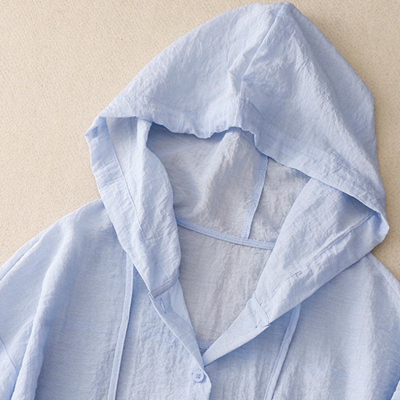 Women’s Blouse | Hooded Long Sleeve Button-Up