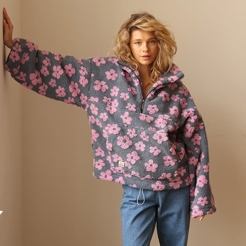 Women’s Sweater | Floral Quarter Zip