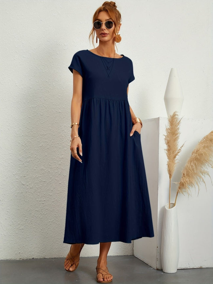 Women's Dress | Loose Maxi Round Neck Pocket
