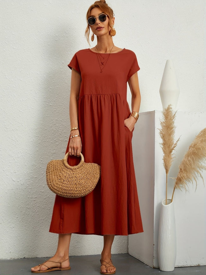 Women's Dress | Loose Maxi Round Neck Pocket