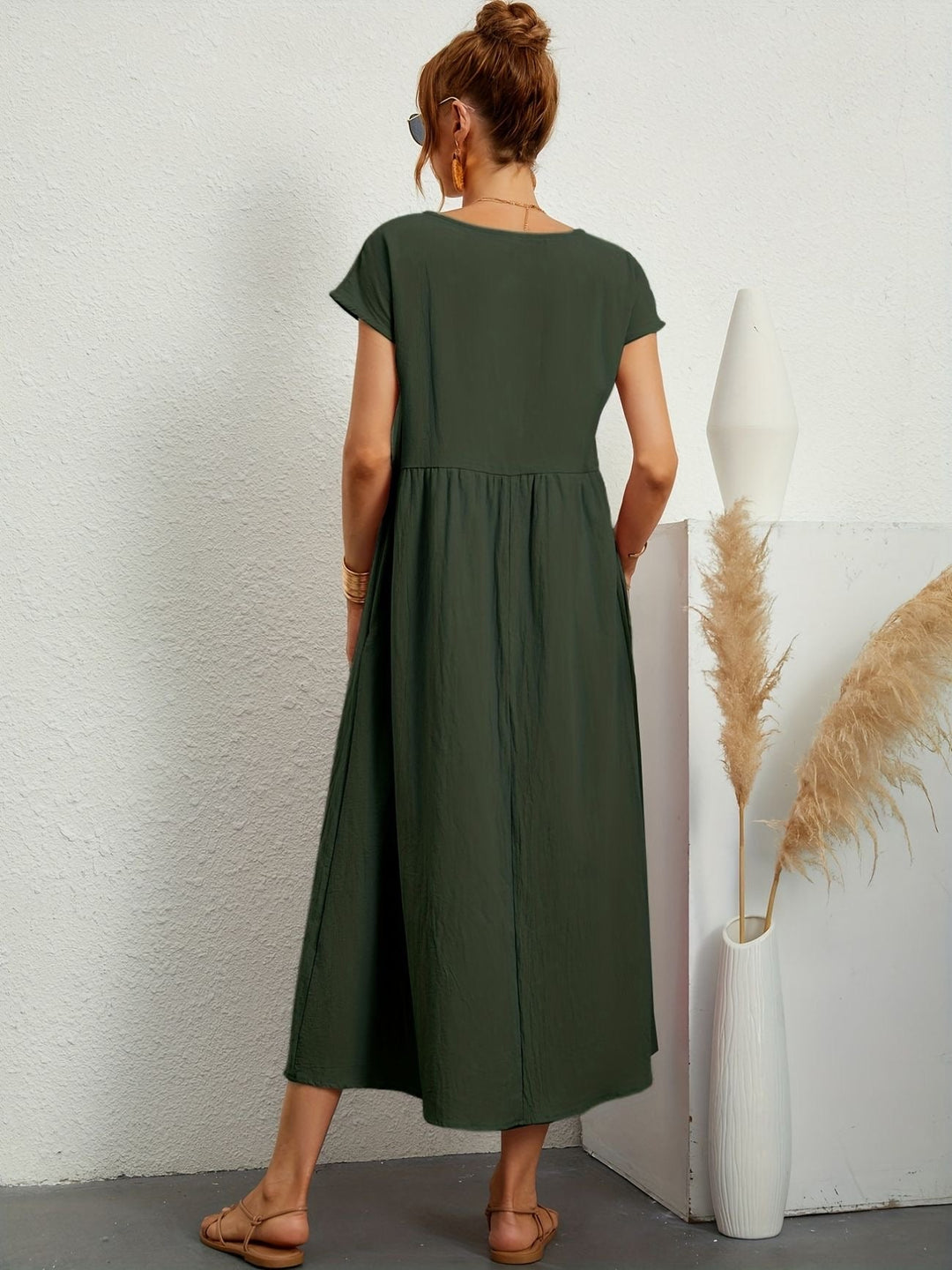 Women's Dress | Loose Maxi Round Neck Pocket
