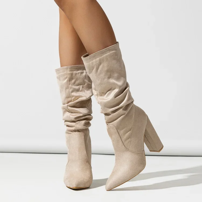 Boots For Women | Slouch Mid-Calf Block Heel