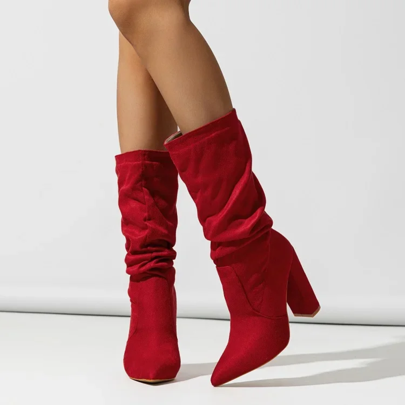Boots For Women | Slouch Mid-Calf Block Heel