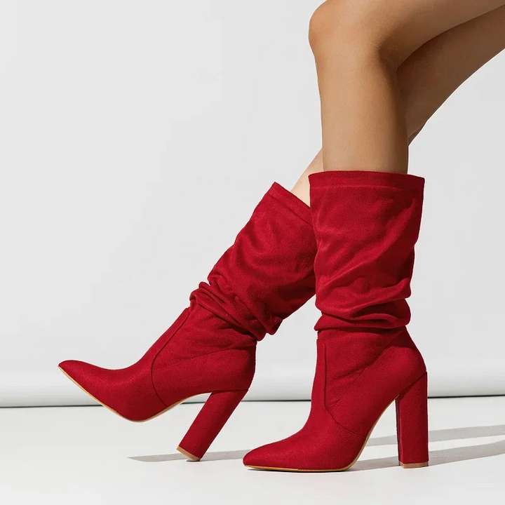 Boots For Women | Slouch Mid-Calf Block Heel