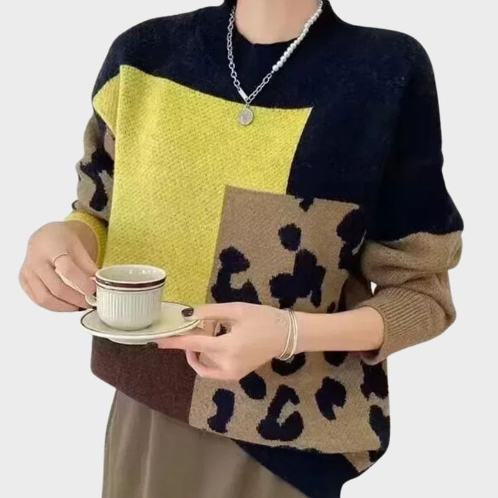 Women's Sweater | Animal Style Patterned Panels