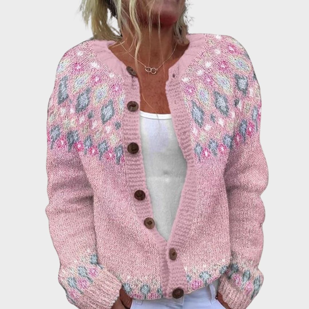 Women's Cardigan | Patterned Button Front Long Sleeve