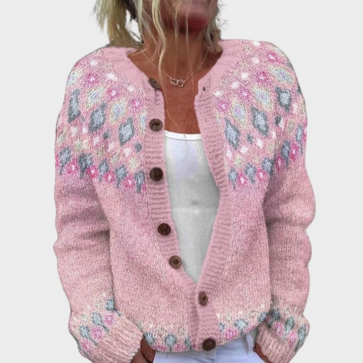 Women's Cardigan | Patterned Button Front Long Sleeve