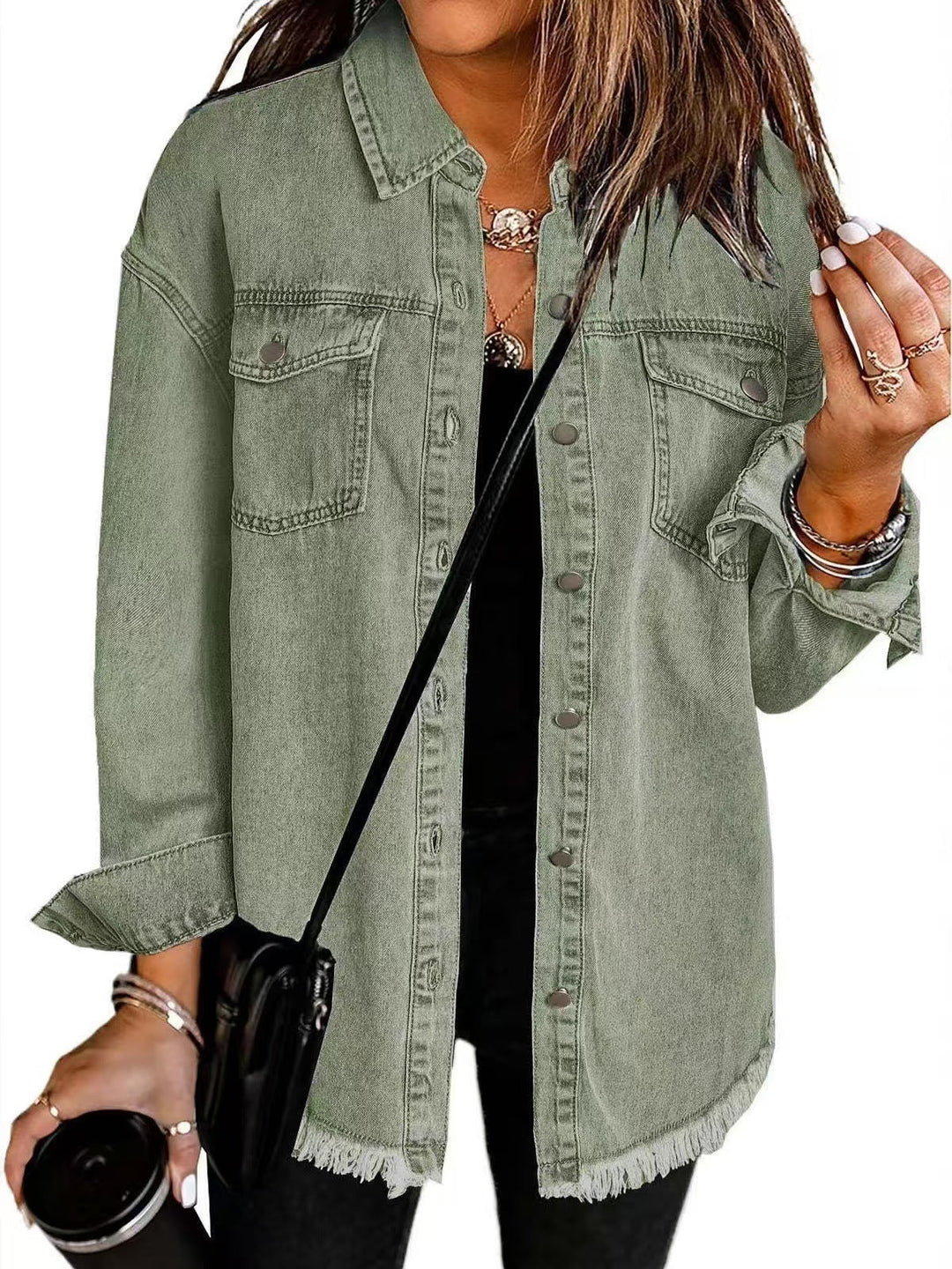 Women's Jacket | Frayed Hemline Detail