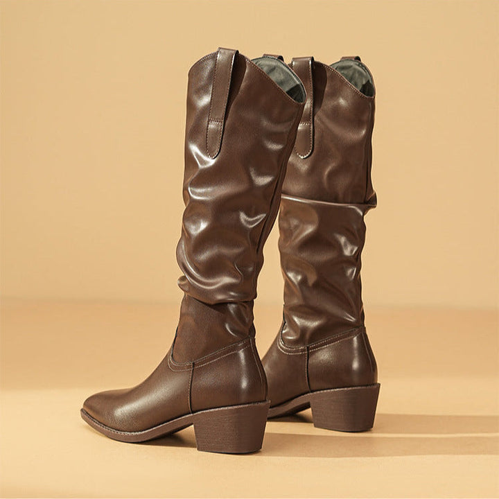 Boots For Women | Slouch Shaft Block Heel Style