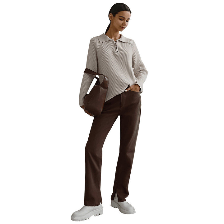 Women’s Sweater | Half Zip Ribbed