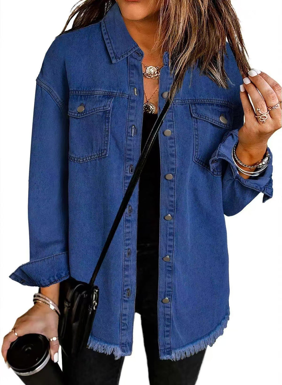Women's Jacket | Frayed Hemline Detail
