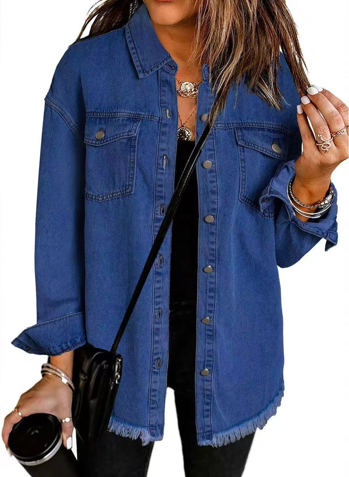 Women's Jacket | Frayed Hemline Detail