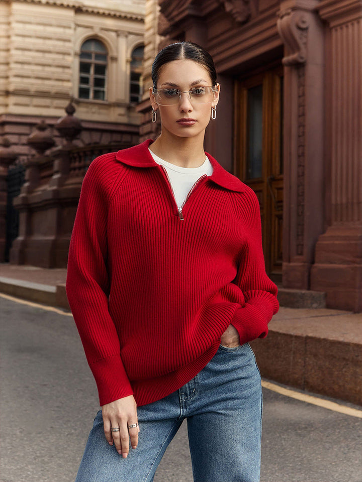 Women’s Sweater | Half Zip Ribbed