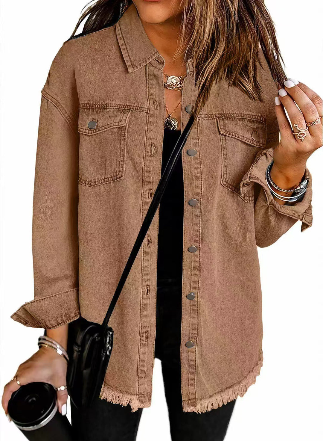 Women's Jacket | Frayed Hemline Detail