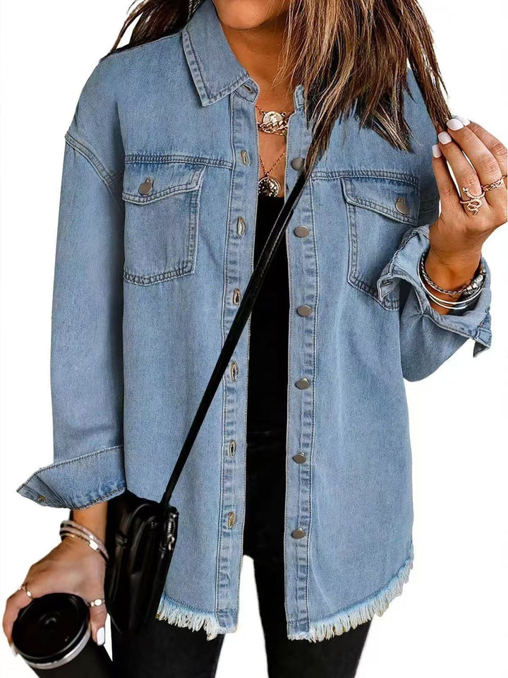 Women's Jacket | Frayed Hemline Detail