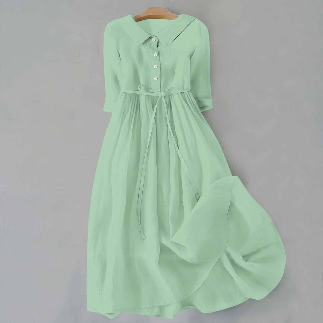 Women's Casual Dress | Gathered Waist Seam Midi