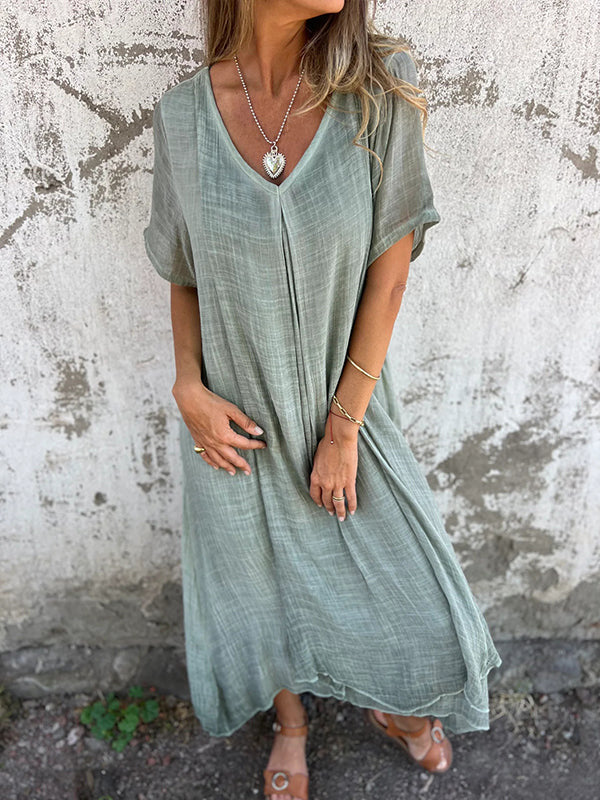 Women's Dress | Loose Midi V-Neck