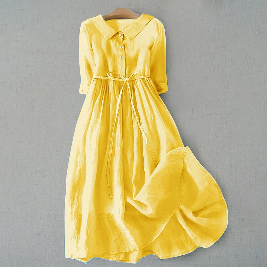 Women's Casual Dress | Gathered Waist Seam Midi