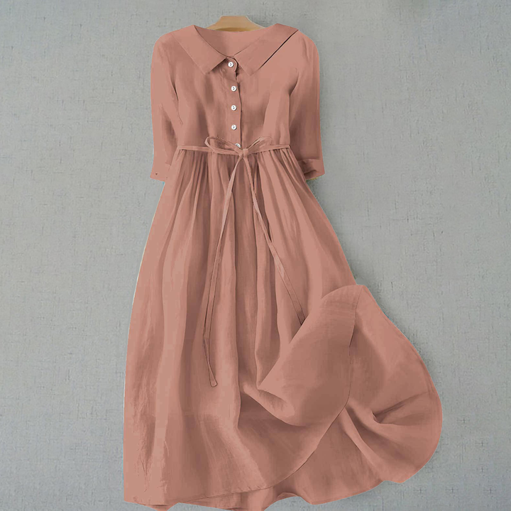 Women's Casual Dress | Gathered Waist Seam Midi