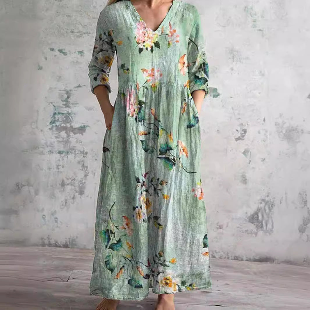 Women’s Dress | Floral V-Neck Maxi