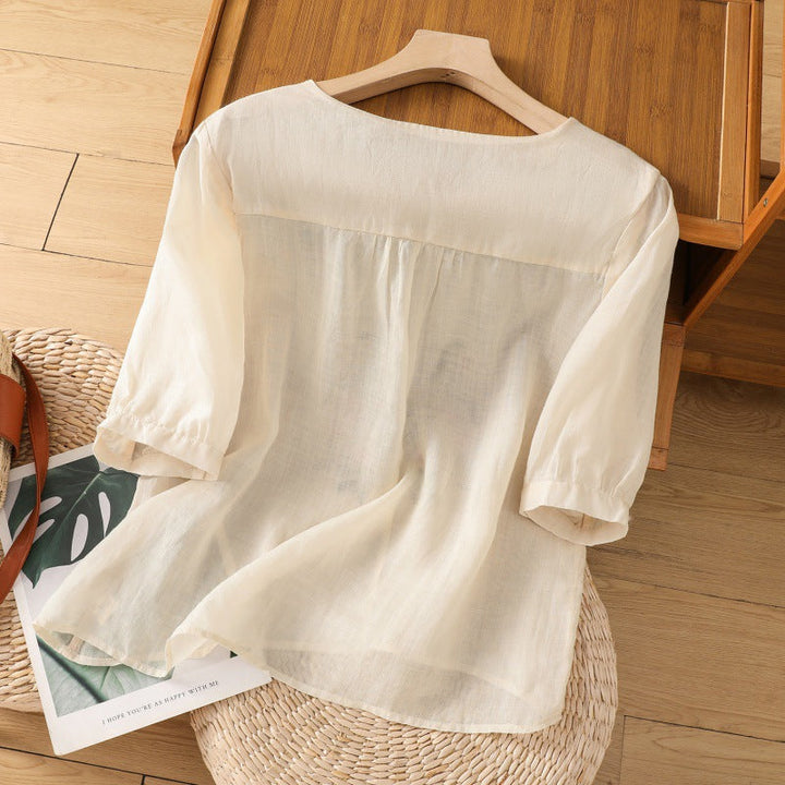 Women’s Blouse | Embroidered Round Neck