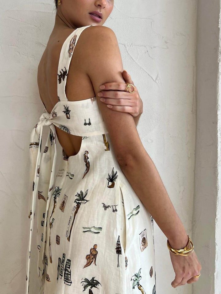 Women's White Maxi Dress | Square Neck