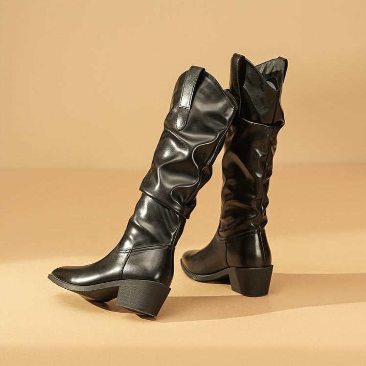 Boots For Women | Slouch Shaft Block Heel Style