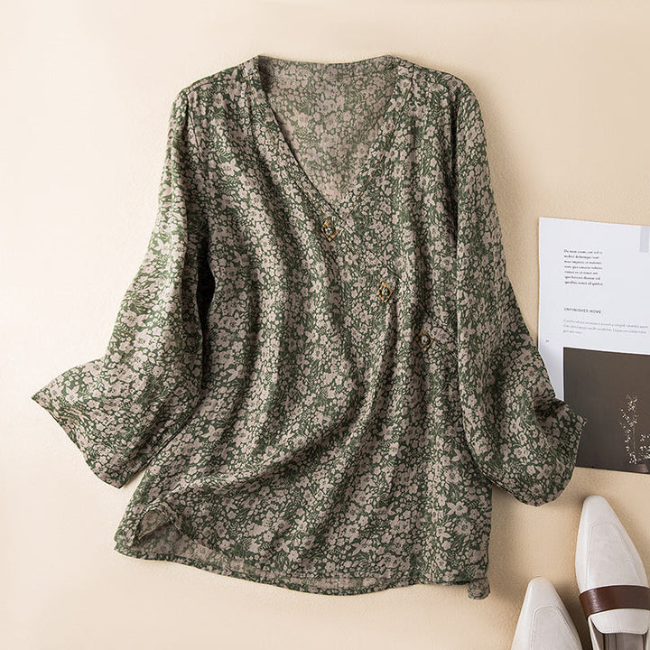 Women’s Blouse | Patterned V-Neck