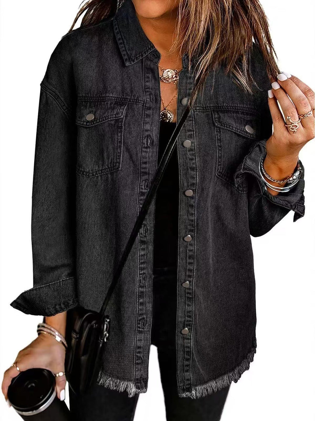 Women's Jacket | Frayed Hemline Detail