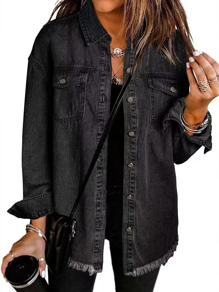 Women's Jacket | Frayed Hemline Detail