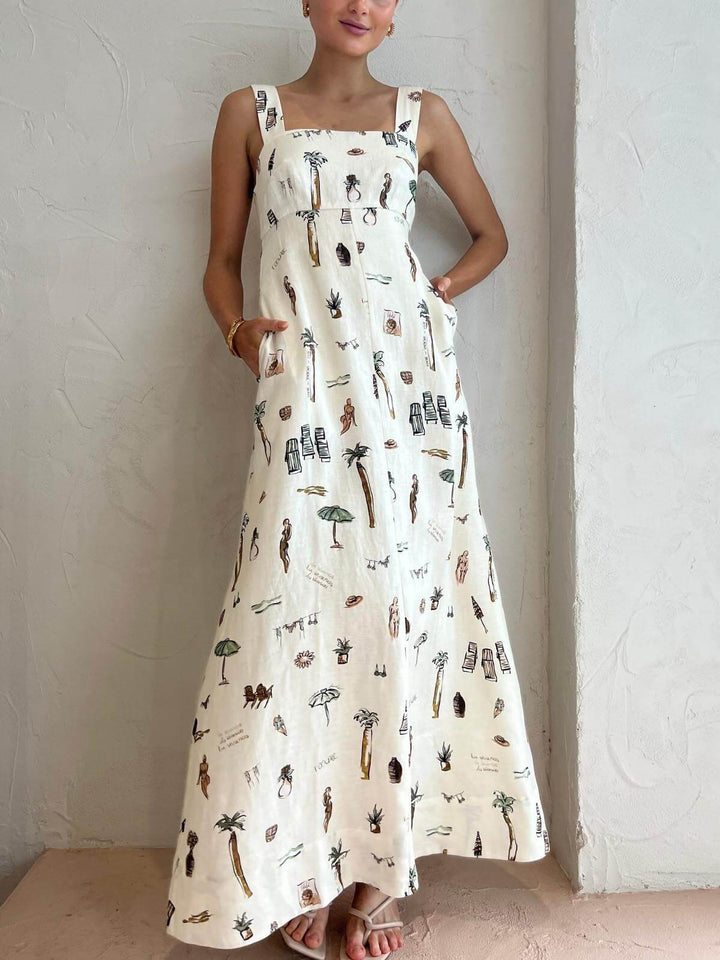Women's White Maxi Dress | Square Neck