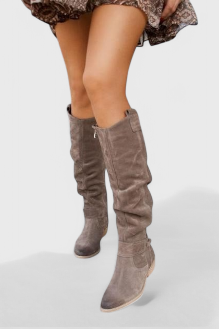 Boots For Women | Knee High Flat Heel With Side Zip