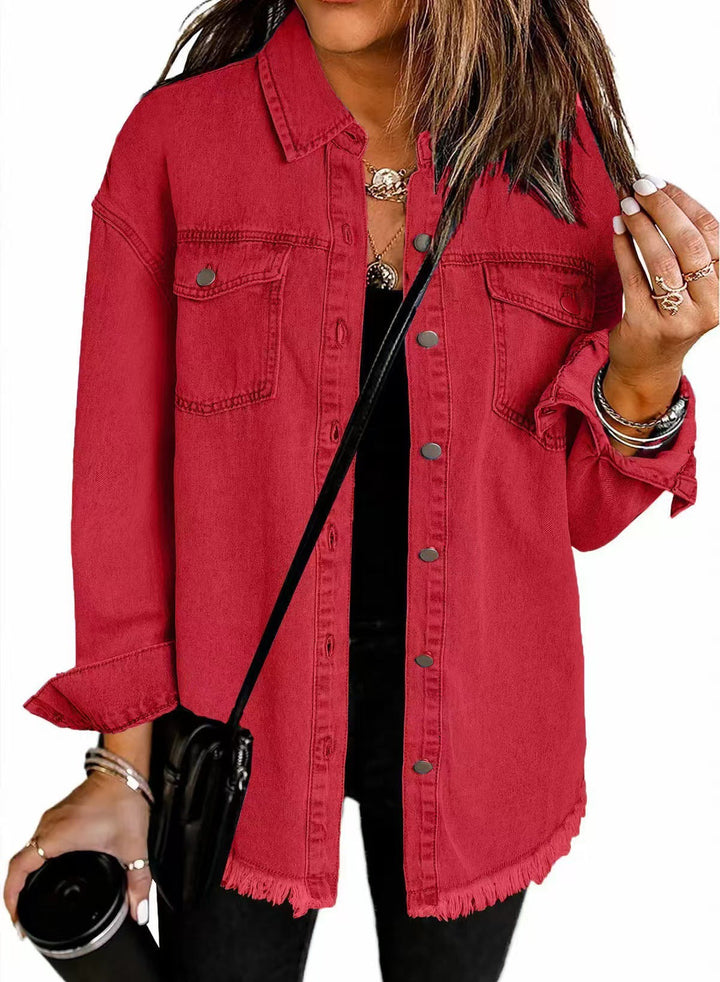 Women's Jacket | Frayed Hemline Detail