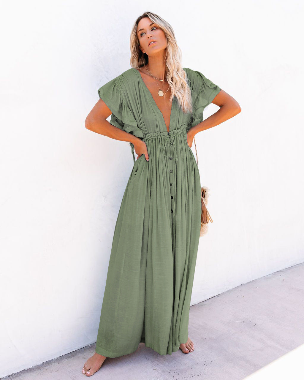 Women's Boho Maxi Dress | Draped