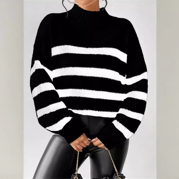 Women's Sweater | High Neck Striped Pattern