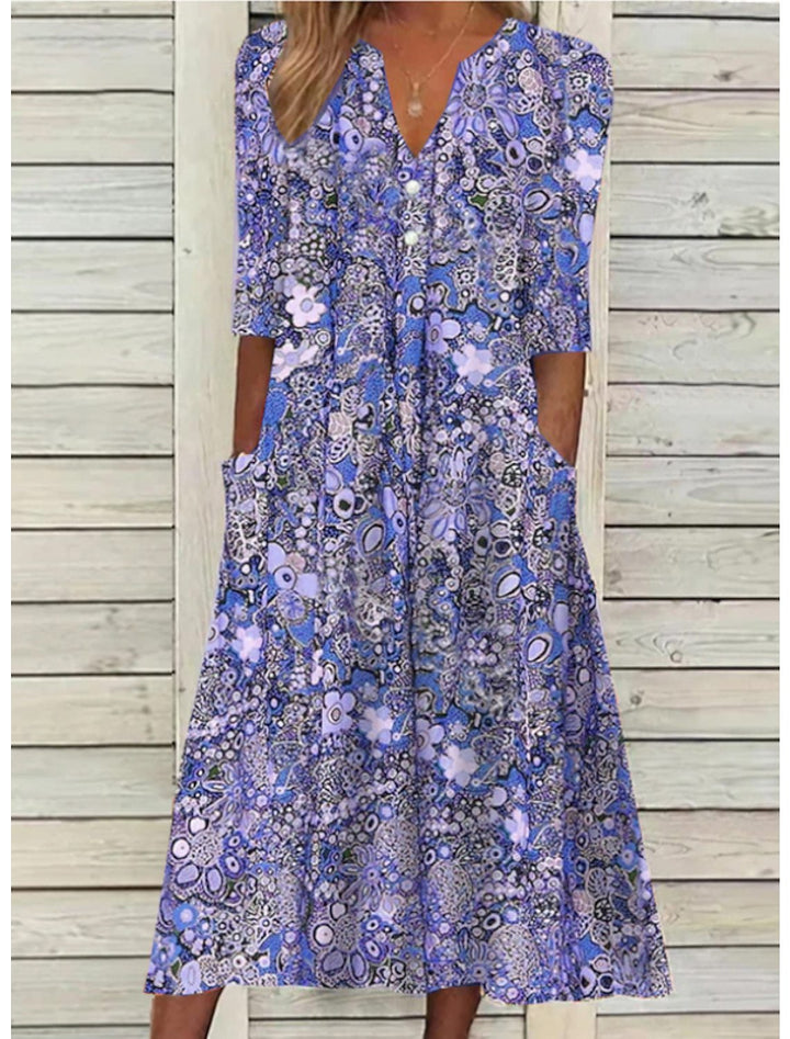 Women's Summer Dress | Printed Midi with Pocket