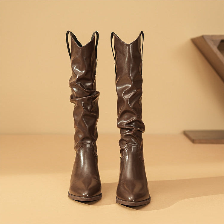 Boots For Women | Slouch Shaft Block Heel Style