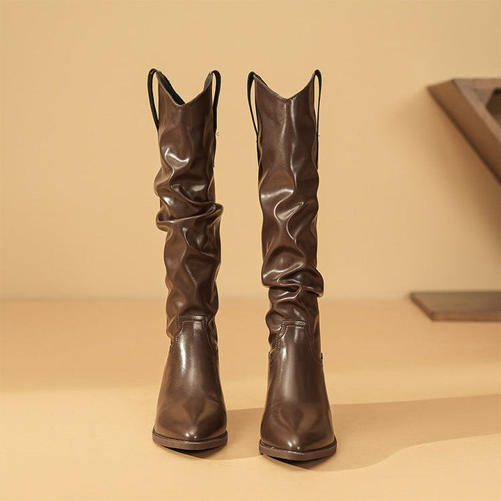 Boots For Women | Slouch Shaft Block Heel Style