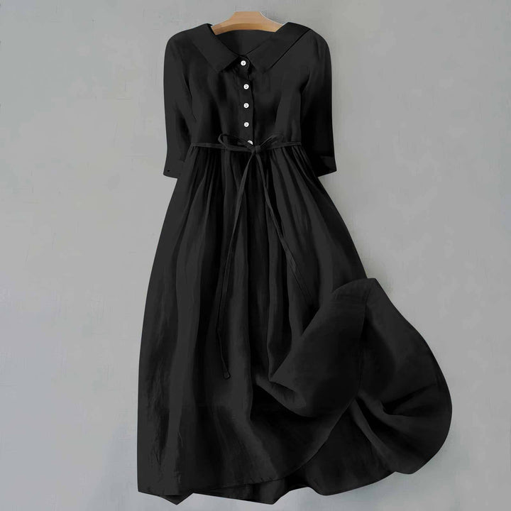 Women's Casual Dress | Gathered Waist Seam Midi