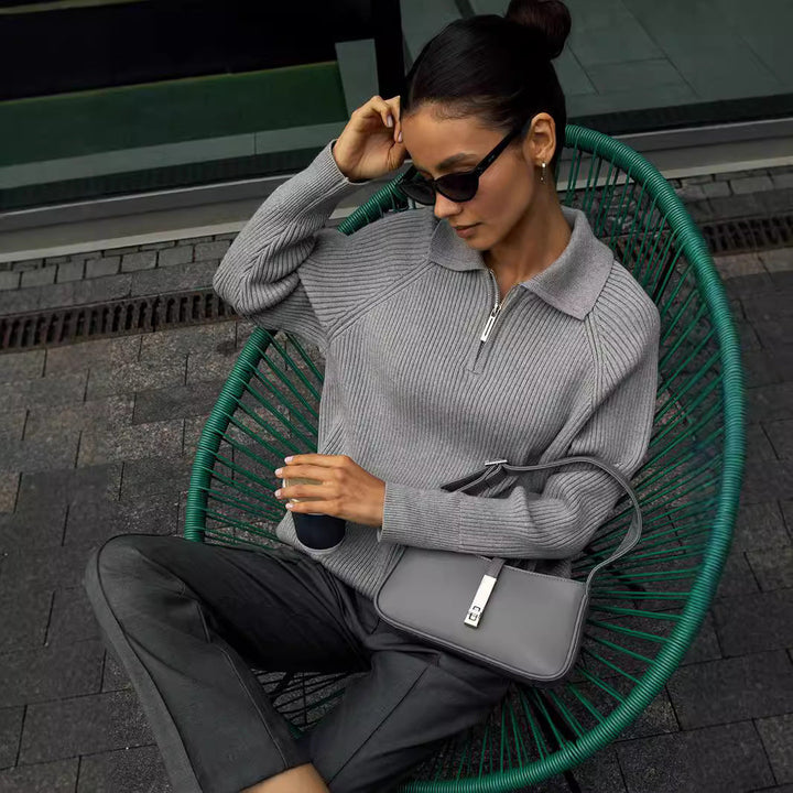 Women’s Sweater | Half Zip Ribbed