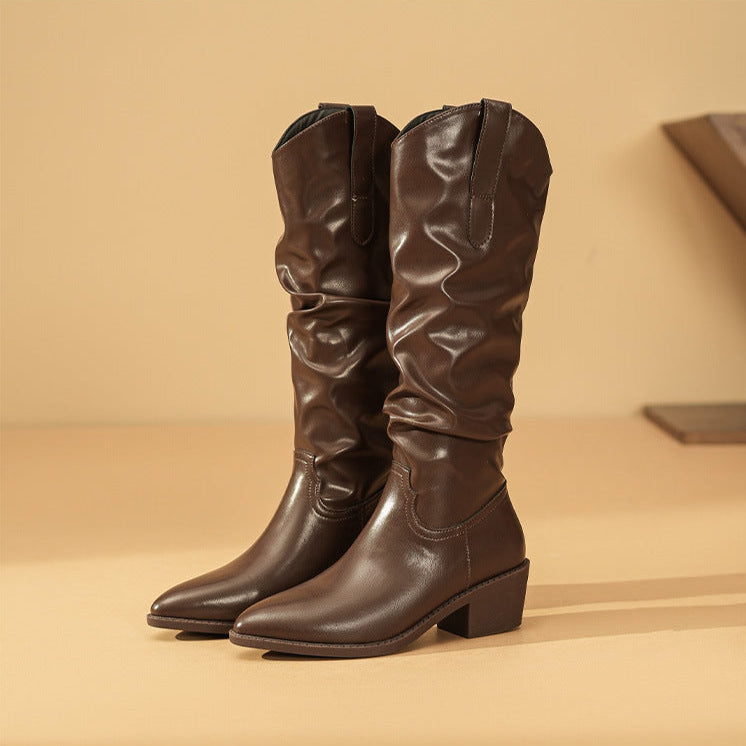 Boots For Women | Slouch Shaft Block Heel Style