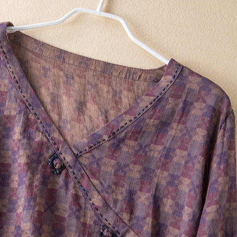 Women’s Blouse | Patterned V-Neck