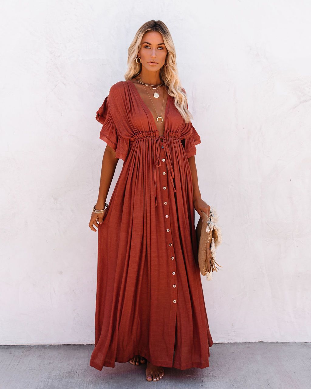 Women's Boho Maxi Dress | Draped