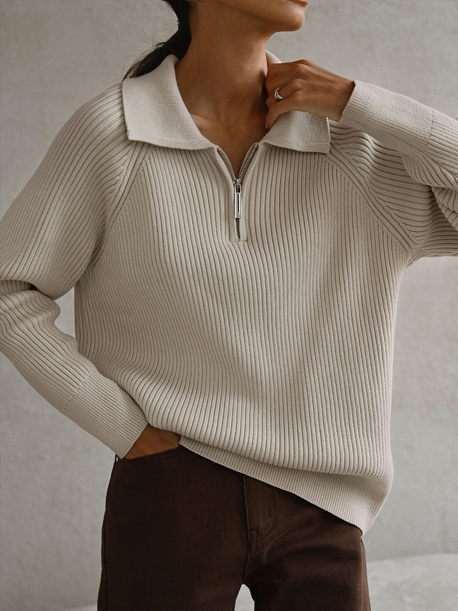 Women’s Sweater | Half Zip Ribbed