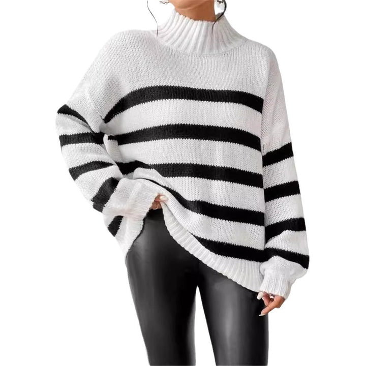Women's Sweater | High Neck Striped Pattern