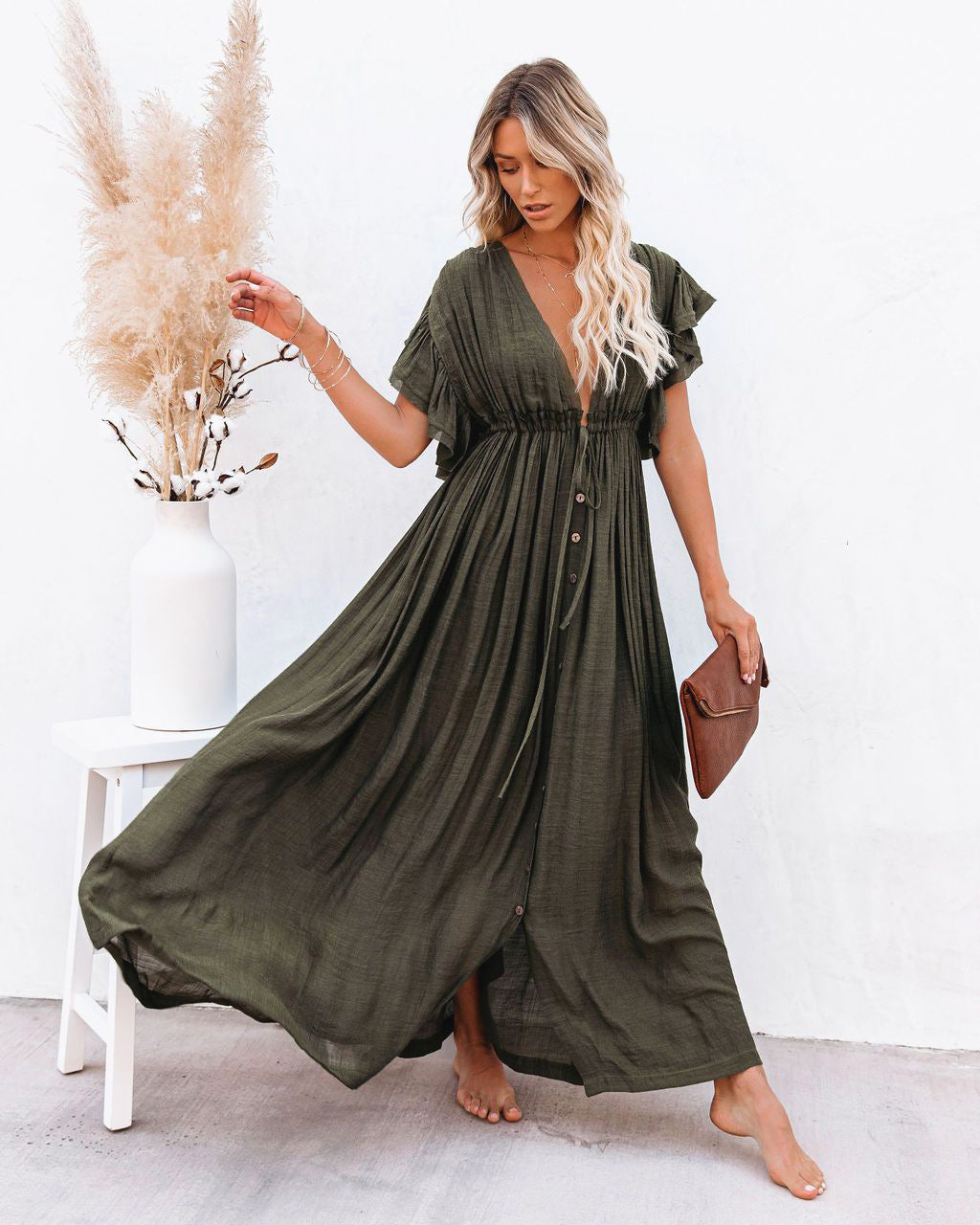 Women's Boho Maxi Dress | Draped